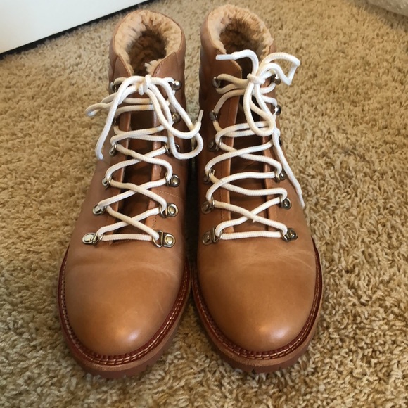 Silent D Anthropologie adobe leather lace up fur lined bootie- NEW Sz 9.5 - Picture 2 of 8
